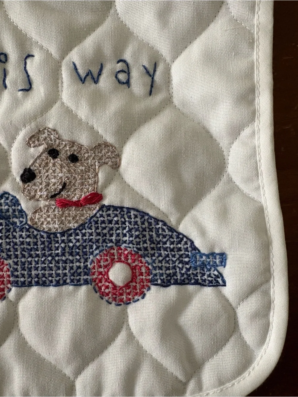 Handmade embroidered dog baby bib NWOT
